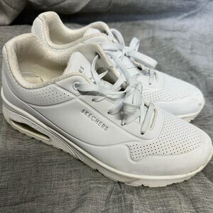 Skechers White Perforated Athletic Shoes
